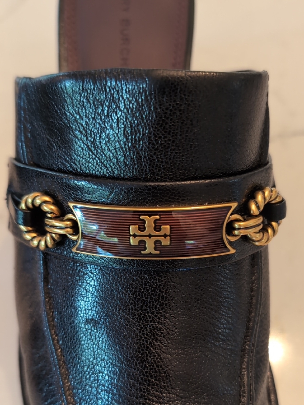 Tory Burch Perrine Black Leather Mule Pumps, Women’s Size 10.5M - Picture 8 of 10